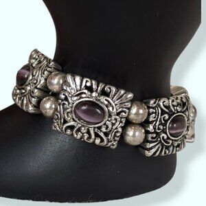 (2/$20) V. Purple Glass Metal Stretch Bracelet
